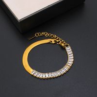 Retro Geometric Stainless Steel Inlay Zircon Bracelets Necklace sku image 1