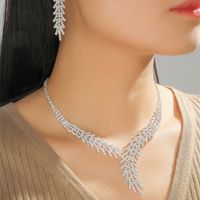 Women's Fashion Twisted Diamond Necklace And Earring Set sku image 2