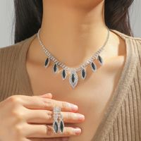 Women's Fashion Twisted Diamond Necklace And Earring Set sku image 9