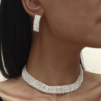 Women's Fashion Twisted Diamond Necklace And Earring Set sku image 3