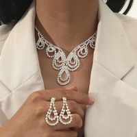 Women's Fashion Twisted Diamond Necklace And Earring Set sku image 7