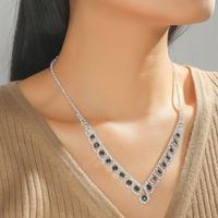 Women's Fashion Twisted Diamond Necklace And Earring Set sku image 8