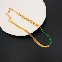 Retro Color Block Stainless Steel Inlaid Zircon Necklace main image 1