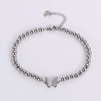 Fashion Butterfly Stainless Steel Beaded Plating Bracelets 1 Piece main image 2
