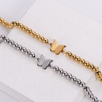 Fashion Butterfly Stainless Steel Beaded Plating Bracelets 1 Piece main image 4