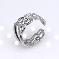 Retro Round Titanium Steel Plating Open Ring 1 Piece sku image 12