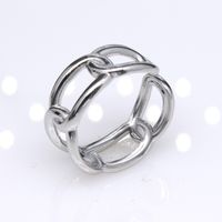 Retro Round Titanium Steel Plating Open Ring 1 Piece sku image 14