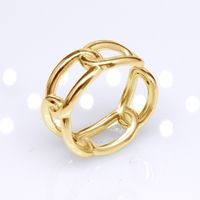 Retro Round Titanium Steel Plating Open Ring 1 Piece sku image 34