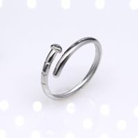 Retro Round Titanium Steel Plating Open Ring 1 Piece sku image 8