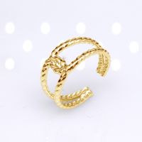 Retro Round Titanium Steel Plating Open Ring 1 Piece sku image 27