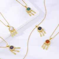Fashion Dreamcatcher Brass Gold Plated Artificial Crystal Zircon Pendant Necklace main image 3
