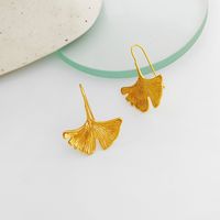 Retro Ginkgo Leaf Copper Plating Earrings 1 Pair main image 2