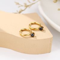 Fashion Circle Titanium Steel Plating Zircon Earrings 1 Pair main image 4