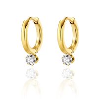 Fashion Circle Titanium Steel Plating Zircon Earrings 1 Pair sku image 1