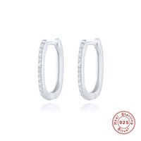 Fashion U Shape Sterling Silver Inlay Artificial Diamond Hoop Earrings 1 Pair main image 3
