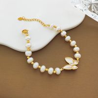 Fashion Butterfly Pearl Pearl Inlay Opal Zircon Bracelets 1 Piece sku image 1