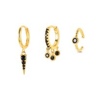 Simple Style Star Flower Snake Copper Irregular Tassel Inlay Rhinestones Earrings 1 Set sku image 36