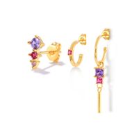 Simple Style Star Flower Snake Copper Irregular Tassel Inlay Rhinestones Earrings 1 Set sku image 30