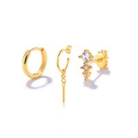 Simple Style Star Flower Snake Copper Irregular Tassel Inlay Rhinestones Earrings 1 Set sku image 33