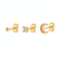 Simple Style Star Flower Snake Copper Irregular Tassel Inlay Rhinestones Earrings 1 Set sku image 1