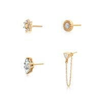 Simple Style Star Flower Snake Copper Irregular Tassel Inlay Rhinestones Earrings 1 Set sku image 23