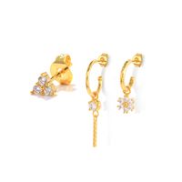 Simple Style Star Flower Snake Copper Irregular Tassel Inlay Rhinestones Earrings 1 Set sku image 16