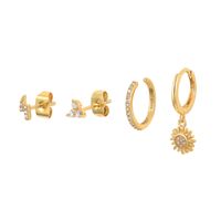 Simple Style Star Flower Snake Copper Irregular Tassel Inlay Rhinestones Earrings 1 Set sku image 13