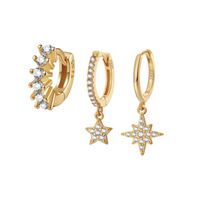 Simple Style Star Flower Snake Copper Irregular Tassel Inlay Rhinestones Earrings 1 Set sku image 42