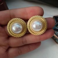 Rétro Rond Alliage Placage Perles Artificielles Femmes Boucles D'oreilles 1 Paire sku image 7