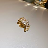 Fashion Paper Clip Copper Inlay Zircon Open Ring 1 Piece sku image 61