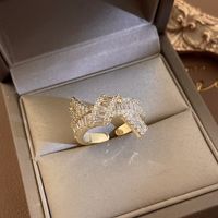 Fashion Heart Shape Flower Bow Knot Copper Zircon Open Ring In Bulk sku image 148