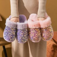 Women's Fashion Solid Color Sequins Round Toe Home Slippers main image 4