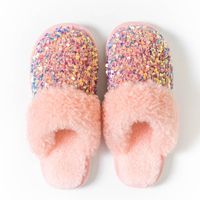 Women's Fashion Solid Color Sequins Round Toe Home Slippers sku image 5