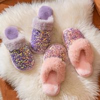 Women's Fashion Solid Color Sequins Round Toe Home Slippers main image 1