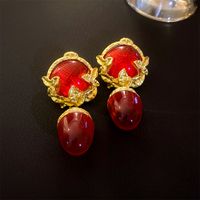 Vintage Style Heart Shape Alloy Plating Artificial Rhinestones Women's Earrings 1 Pair sku image 49