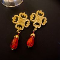 Vintage Style Heart Shape Alloy Plating Artificial Rhinestones Women's Earrings 1 Pair sku image 37