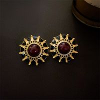 Vintage Style Heart Shape Alloy Plating Artificial Rhinestones Women's Earrings 1 Pair sku image 65