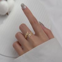Fashion Leaf Silver Plating Inlay Zircon Open Ring 1 Piece main image 4