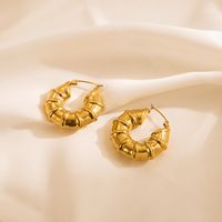 1 Pair Cool Style C Shape Enamel Gold Plated Inlay Stainless Steel Zircon Ear Studs sku image 5