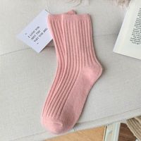 Women's Japanese Style Solid Color Nylon Wool Jacquard Crew Socks sku image 5
