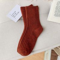 Frau Japanischer Stil Einfarbig Nylon Wolle Jacquard Crew Socken sku image 2