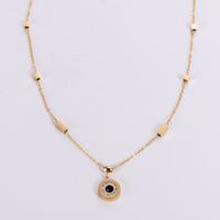 Simple Style Round Number Stainless Steel Plating Rhinestones Pendant Necklace 1 Piece main image 6