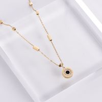 Simple Style Round Number Stainless Steel Plating Rhinestones Pendant Necklace 1 Piece main image 5