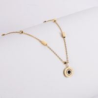 Simple Style Round Number Stainless Steel Plating Rhinestones Pendant Necklace 1 Piece main image 1