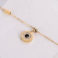 Simple Style Round Number Stainless Steel Plating Rhinestones Pendant Necklace 1 Piece main image 2