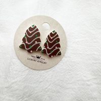Cartoon Style Christmas Tree Arylic Printing Christmas Women's Earrings 1 Pair sku image 1