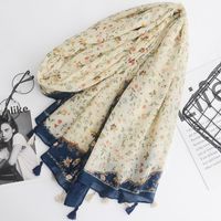 Women's Vintage Style Geometric Cotton Tassel Cotton Linen Scarves sku image 7