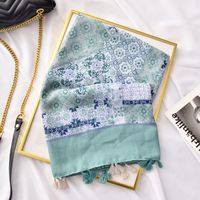 Women's Vintage Style Geometric Cotton Tassel Cotton Linen Scarves sku image 22