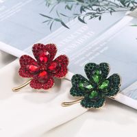 Fashion Four Leaf Clover Alloy Plating Rhinestones Women's Brooches main image 5