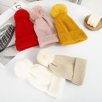 Unisex Simple Style Solid Color Pom Poms Crimping Wool Cap main image 3